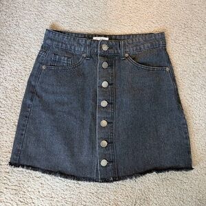 Mudpie Black Button-Front Denim Skirt